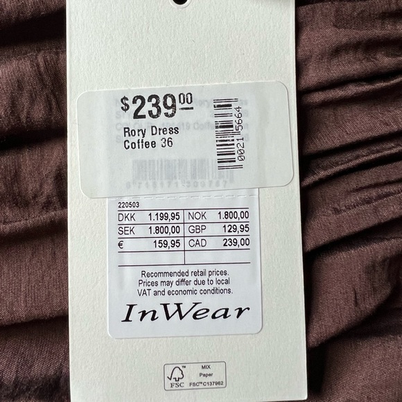 InWear “Rory” brown dress. Size 36/Small Sleeveless Maxi, loose fitting. NWT. - Picture 4 of 16